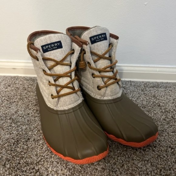 Sperry Shoes - Sperry Women's Top-Sider Saltwater Taupe/Olive Duck Boot- Size 8